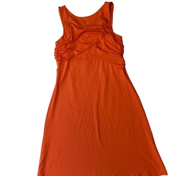 Athleta Orange Tangelo Lycra Ruched Sport Dress XS - Picture 4 of 5